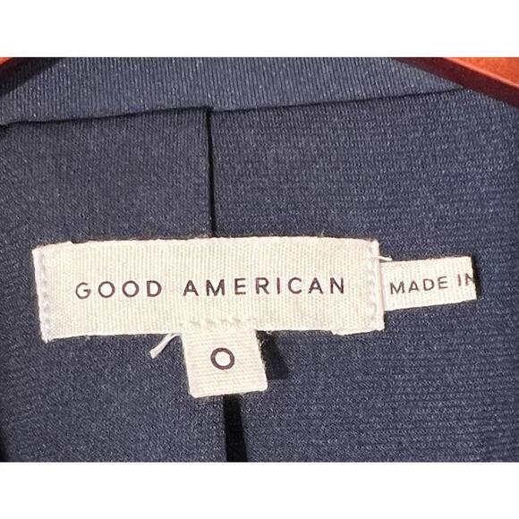 Good American Women's Disco Scuba Sculpted Blazer Navy Blue Size 0 Career Preppy - Picture 8 of 12
